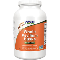 NWF1293 | White supplement bottle labeled Whole Psyllium Husks Soluble Fiber NET WT 12 OZ (340 g) front