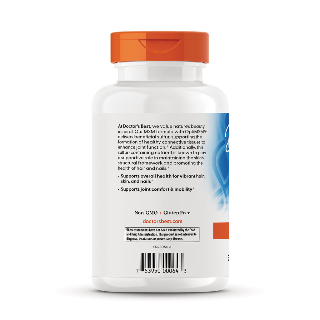 DB086 | Back label of white supplement bottle with orange cap showing product claims Non-GMO gluten free and barcode - Thumbnail