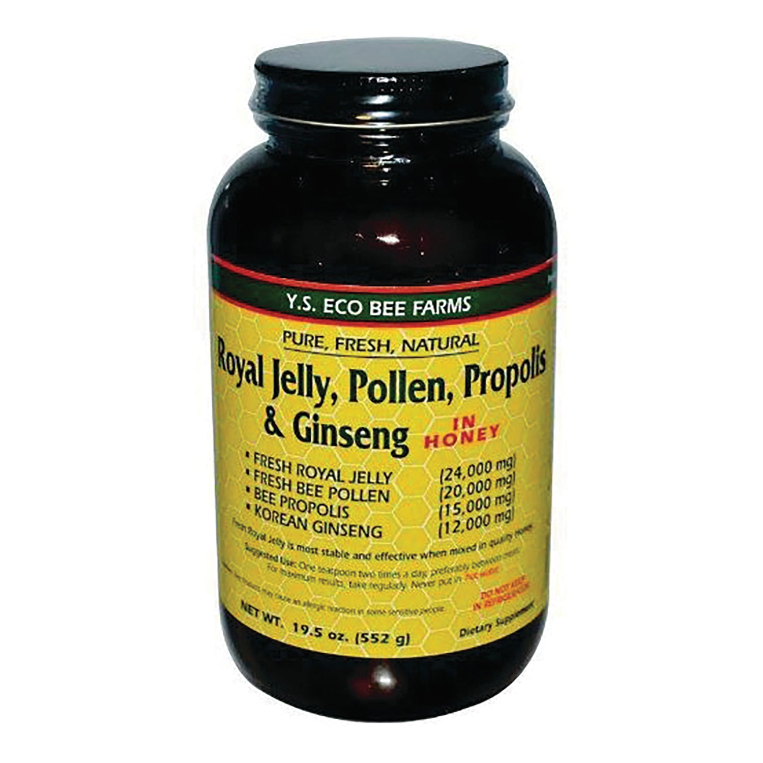 YS051 | Y.S. Eco Bee Farms Royal Jelly, Pollen, Propolis & Ginseng in Honey, 19.5 oz