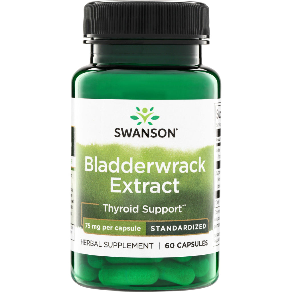 SWH174 | Swanson Bladderwrack Extract, thyroid support, 75 mg per capsule, standardized, herbal supplement, 60 capsules - Thumbnail