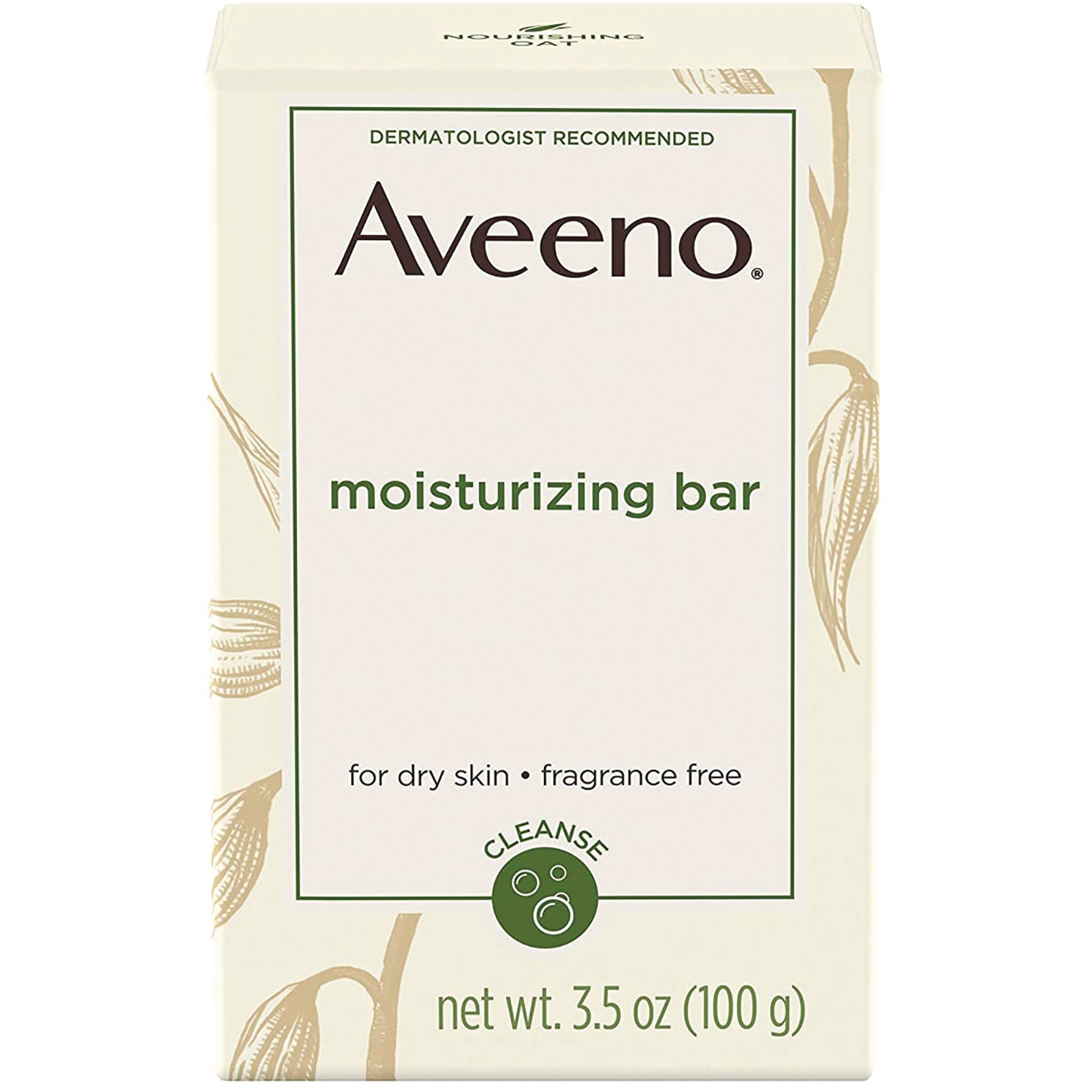 JNJ046 | Aveeno moisturizing bar packaging, fragrance free for dry skin, net wt 3.5 oz