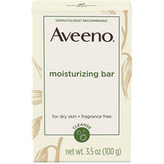JNJ046 | Aveeno moisturizing bar packaging, fragrance free for dry skin, net wt 3.5 oz
