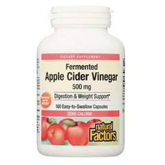 NFC018 | Fermented Apple Cider Vinegar 500 mg white bottle labeled Digestion & Weight Support 180 capsules Natural Factors