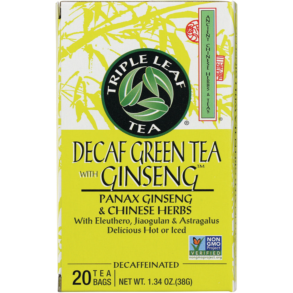 TLT010 | Triple Leaf Tea Decaf Green Tea with Ginseng box, 20 tea bags - Thumbnail