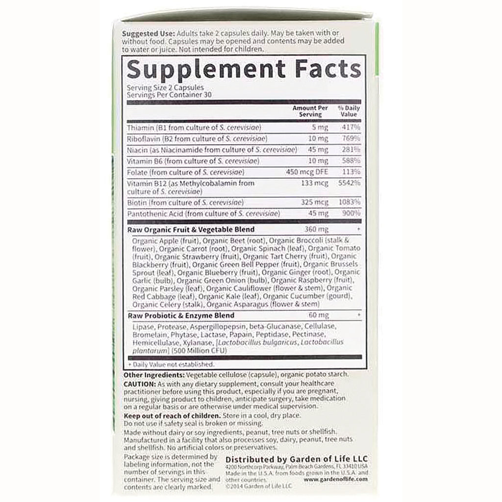 GLF102 | back panel with Supplement Facts, ingredient list and probiotic and enzyme blends on product box - Thumbnail