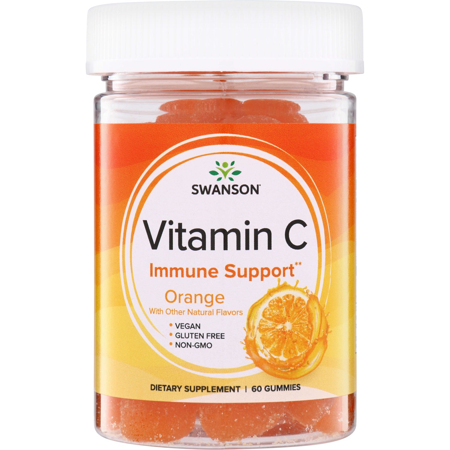 SW1872 | Swanson Vitamin C Immune Support Orange gummies, 60 count; Vegan, Gluten Free, Non-GMO