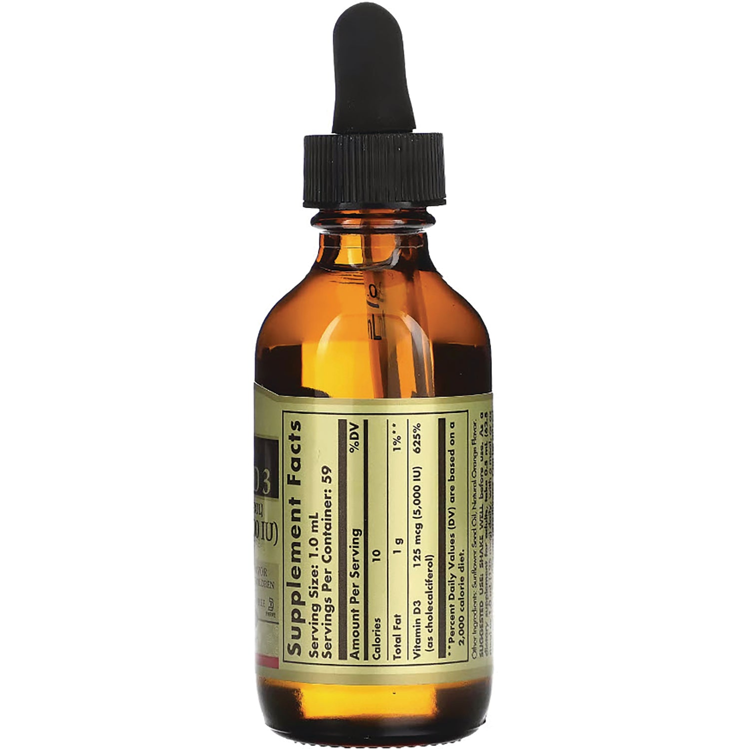 SLG315 | amber dropper bottle showing Supplement Facts back label and black dropper cap