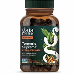 GH087 | Gaia Herbs Turmeric Supreme Extra Strength bottle, 120 vegan liquid phyto-caps herbal supplement