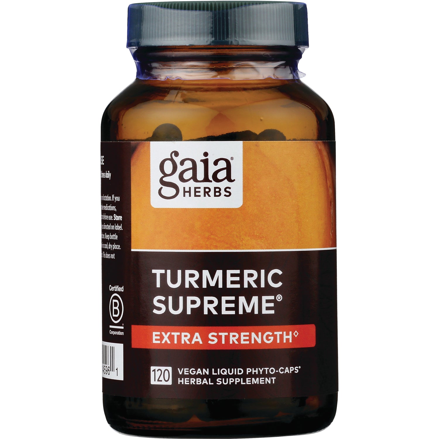 GH087 | Gaia Herbs Turmeric Supreme Extra Strength bottle, 120 vegan liquid phyto-caps herbal supplement