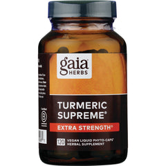 GH087 | Gaia Herbs Turmeric Supreme Extra Strength bottle, 120 vegan liquid phyto-caps herbal supplement