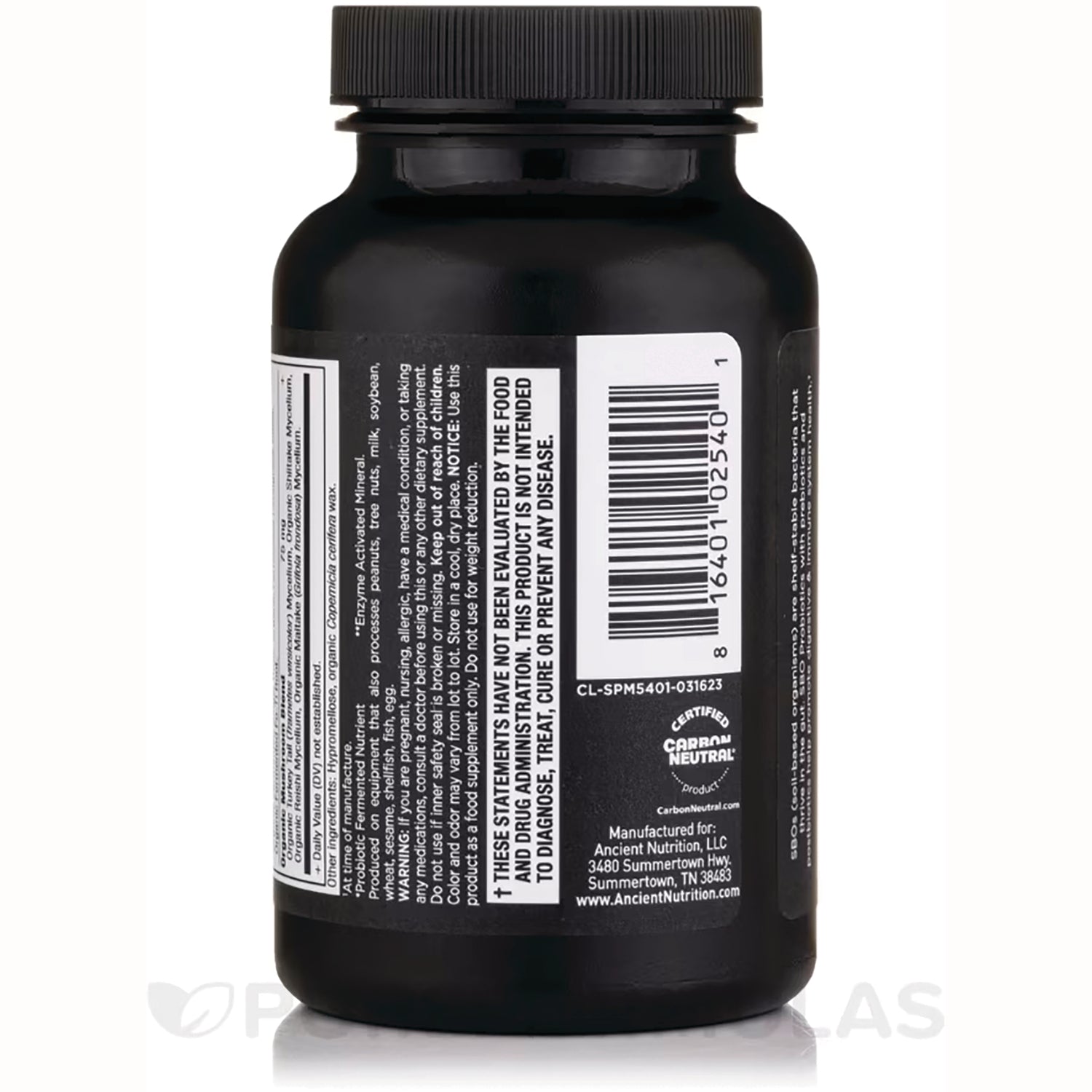 ATN117 | Back label with Supplement Facts, barcode, and warnings