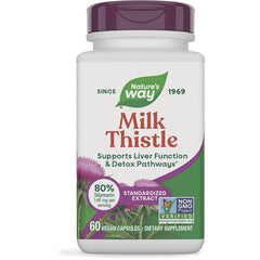 NW529 | Nature's Way Milk Thistle supplement bottle front label showing 60 vegan capsules and liver support
