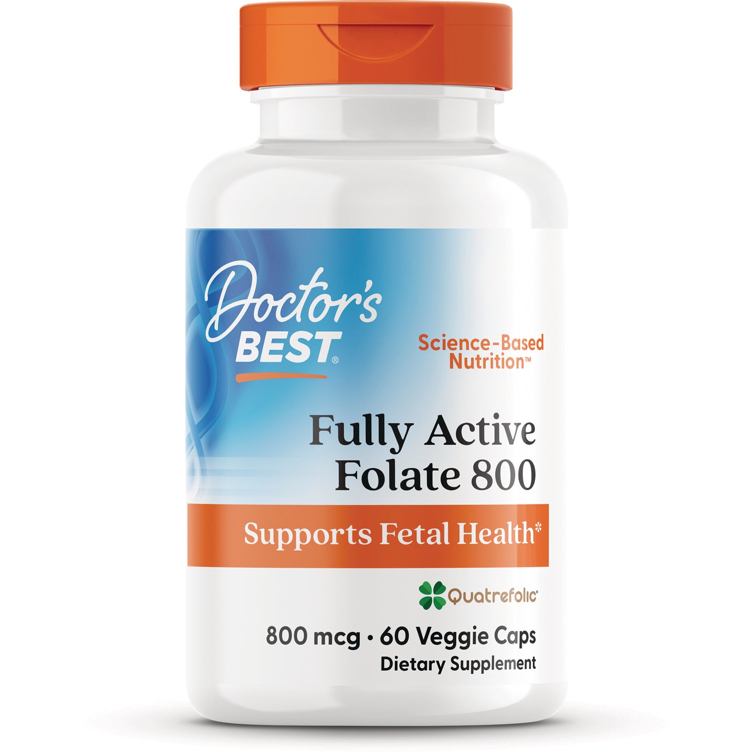 DB296 | Doctor's Best Fully Active Folate 800 bottle, supports fetal health, 800 mcg, 60 veggie caps