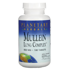 PF178 | Planetary Herbals Mullein Lung Complex 850 MG 180 tablets white bottle front label