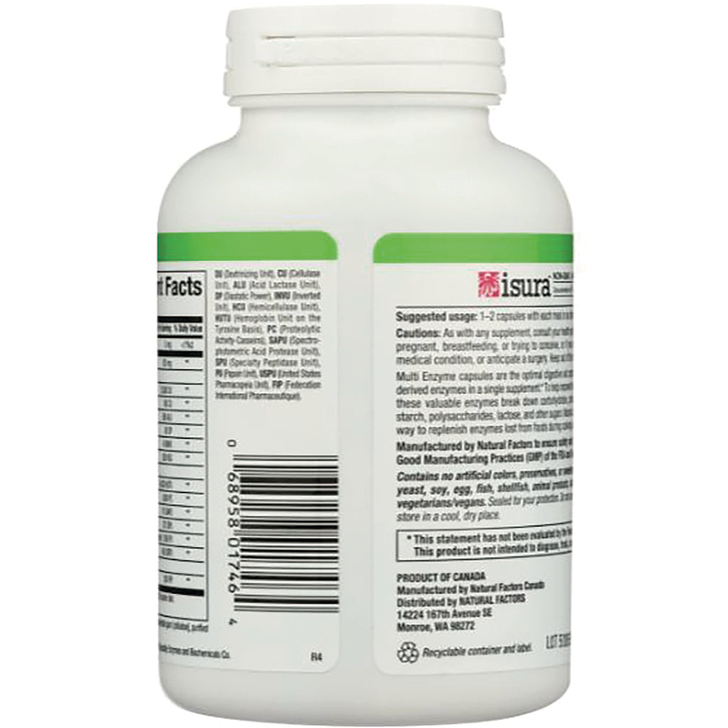 NFC074 | back of white supplement bottle showing nutrition facts panel, barcode, and small ingredient and usage text - Thumbnail