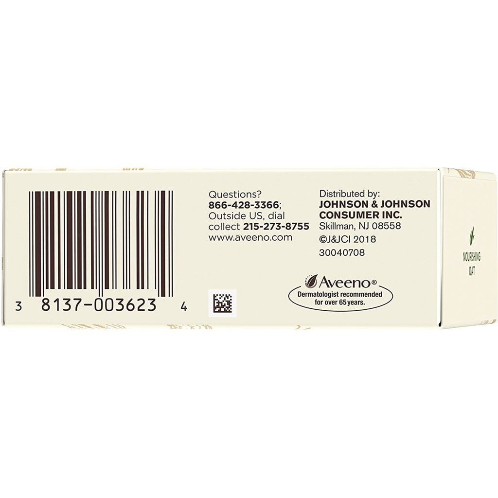JNJ046 | Back of Aveeno box with barcode 8137-003623, Johnson & Johnson Consumer Inc. distributor info and contact numbers - Thumbnail