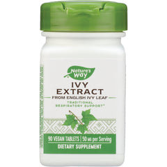 ET466 | Nature's Way Ivy Extract white bottle with green cap labeled 90 vegan tablets 50 mg per serving