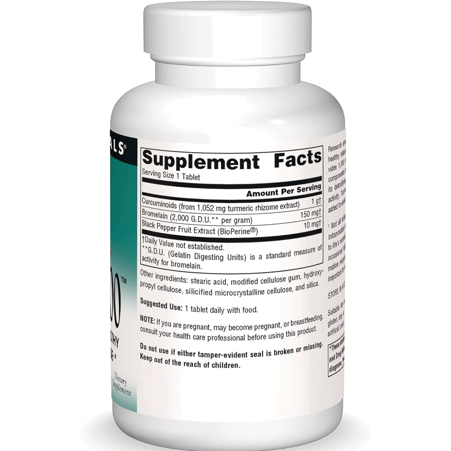 SN317 | Back label showing Supplement Facts panel and ingredients on supplement bottle