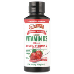 BAR105 | Barlean's Liquid Vitamin D3 5000 IU strawberry milkshake bottle, 5.6 oz