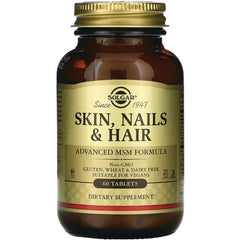 SLG237 | Solgar Skin, Nails & Hair dietary supplement bottle with gold label, 60 tablets