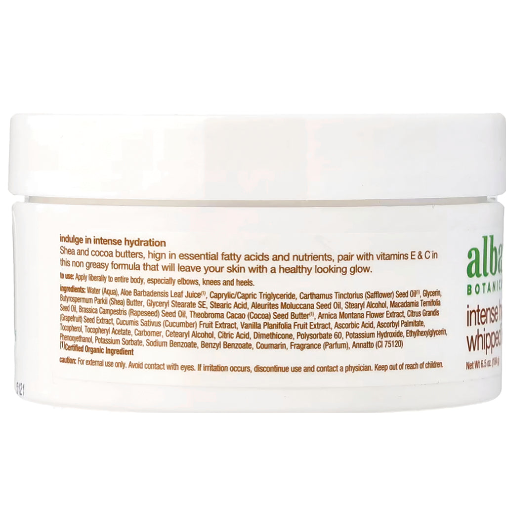 ABA042 | Back label of white jar showing ingredients and text 'indulge in intense hydration' - Thumbnail