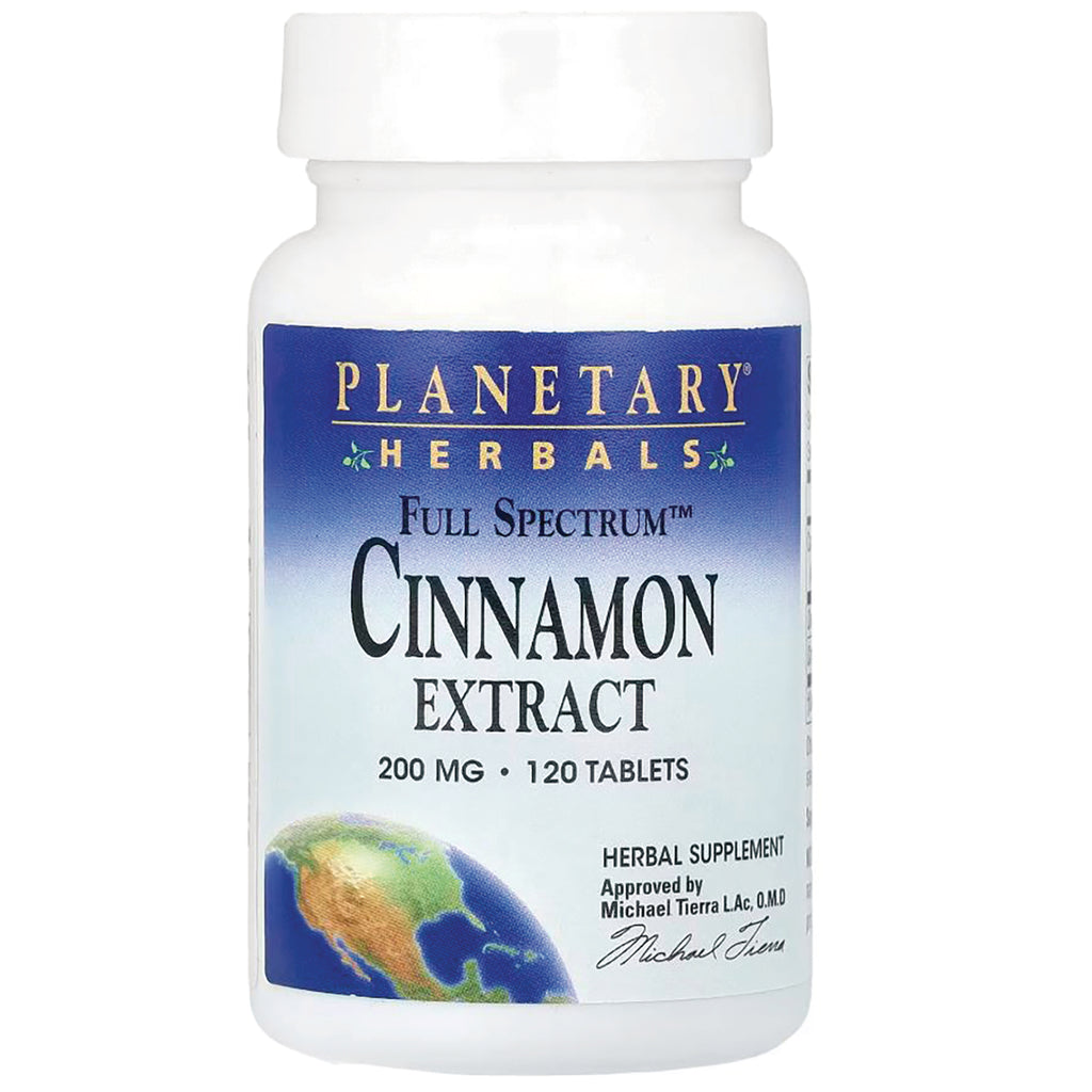 PF058 | Planetary Herbals Cinnamon Extract bottle, 200 mg, 120 tablets - Thumbnail