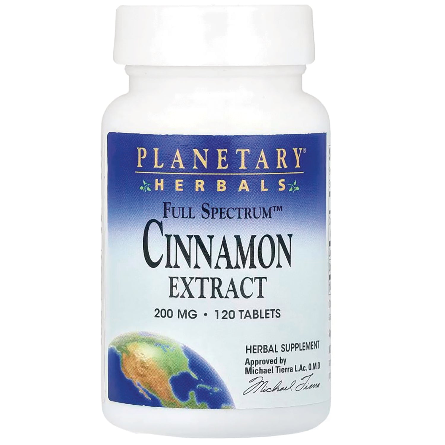 PF058 | Planetary Herbals Cinnamon Extract bottle, 200 mg, 120 tablets
