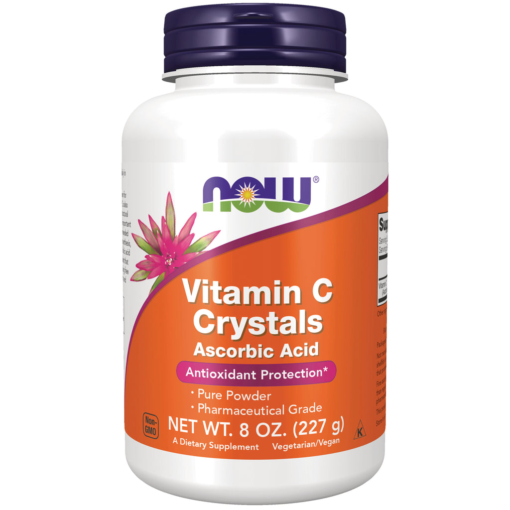 NWF1023 | NOW Vitamin C Crystals ascorbic acid powder bottle, 8 oz front label - Thumbnail