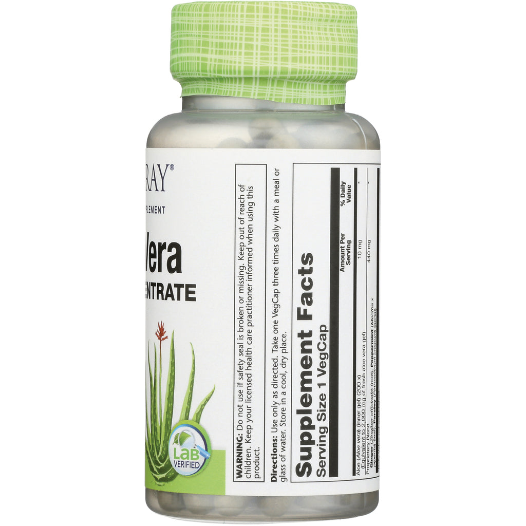 SLR253 | Back of supplement bottle showing Supplement Facts label, Serving Size 1 VegCap, aloe illustration and Lab Verified badge - Thumbnail
