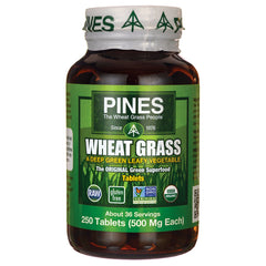 PNN012 | PINES Wheat Grass tablets bottle, 250 tablets (500 mg each), green label