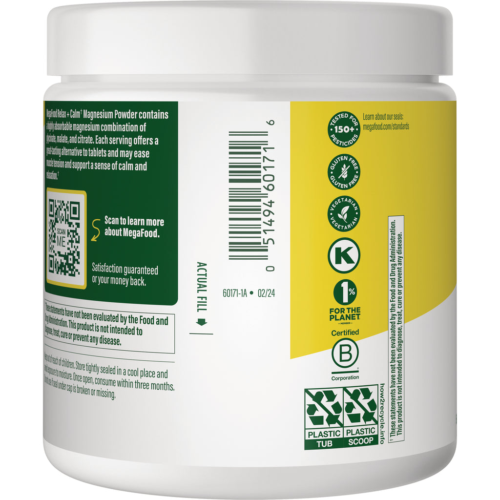 MGF130 | Back label showing barcode, certification icons, recycling symbols and storage instructions on white tub - Thumbnail