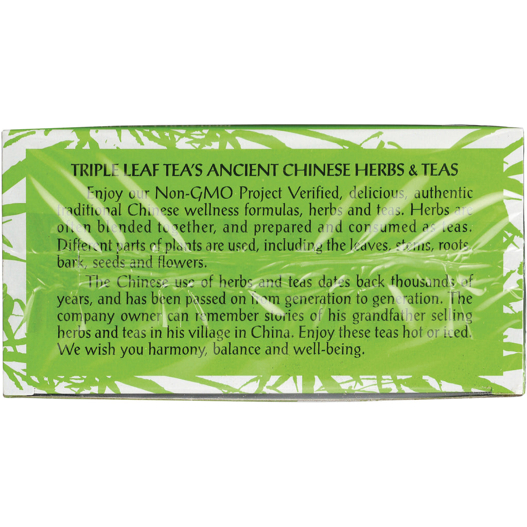 TLT003 | Triple Leaf Tea green box back panel with text 'TRIPLE LEAF TEAS ANCIENT CHINESE HERBS & TEAS' - Thumbnail
