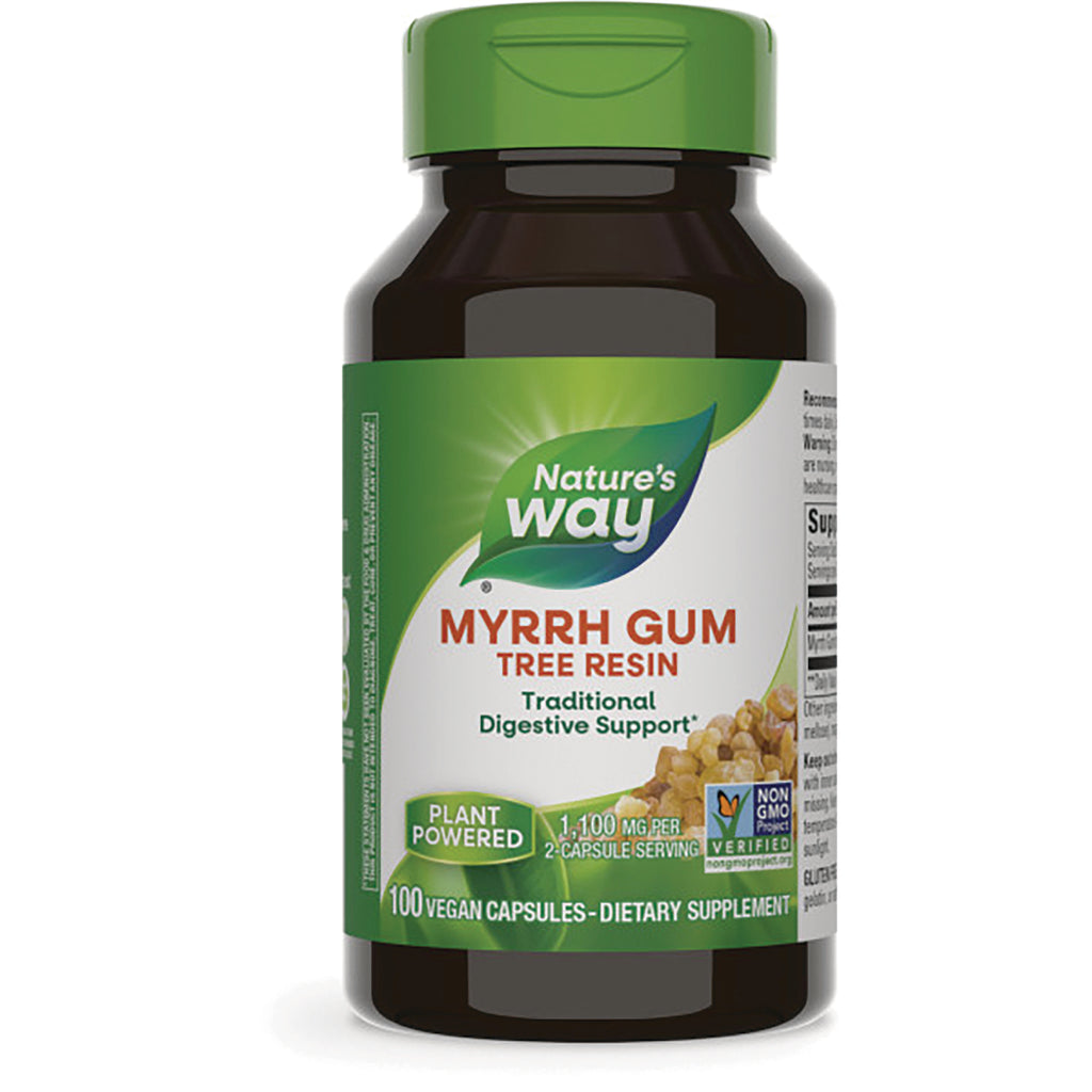 NW156 | Nature's Way Myrrh Gum tree resin supplement bottle labeled 100 vegan capsules - Thumbnail