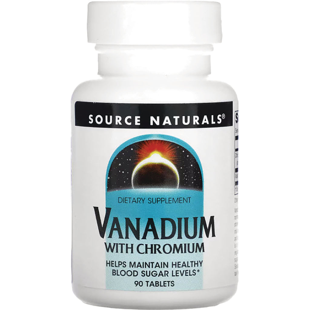 SN520 | Source Naturals Vanadium with Chromium dietary supplement, helps maintain healthy blood sugar levels, 90 tablets - Thumbnail