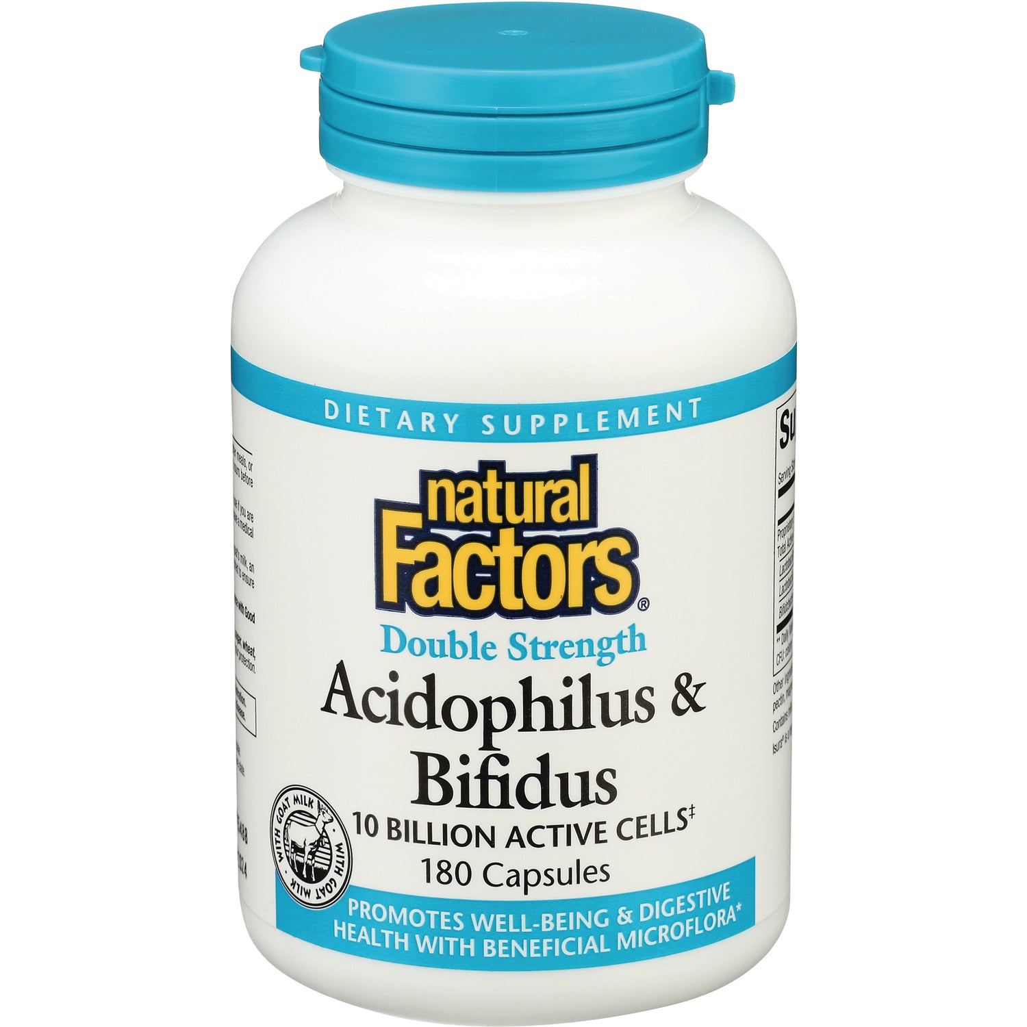 NFC015 | Natural Factors Double Strength Acidophilus & Bifidus bottle, 10 billion active cells, 180 capsules