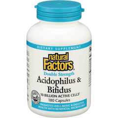 NFC015 | Natural Factors Double Strength Acidophilus & Bifidus bottle, 10 billion active cells, 180 capsules