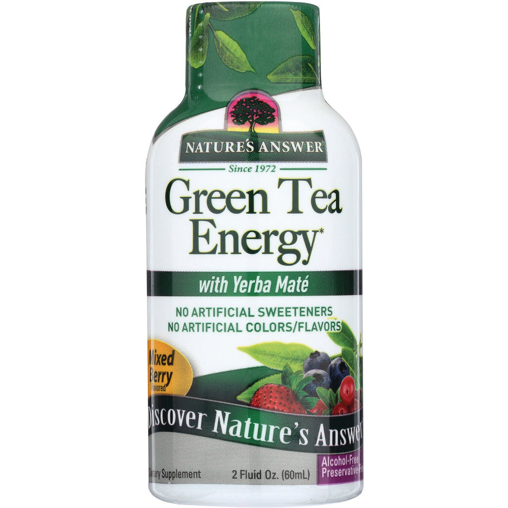 NAT342 | Nature's Answer Green Tea Energy with Yerba Mat mixed berry supplement 2 fl oz bottle front - Thumbnail