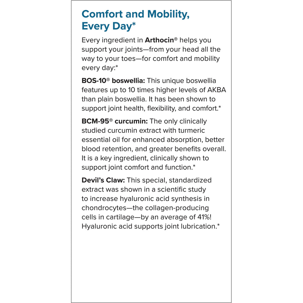 EUR005 | back panel listing ingredient highlights and claims including BOS-10 boswellia, BCM-95 curcumin, and Devil's Claw - Thumbnail