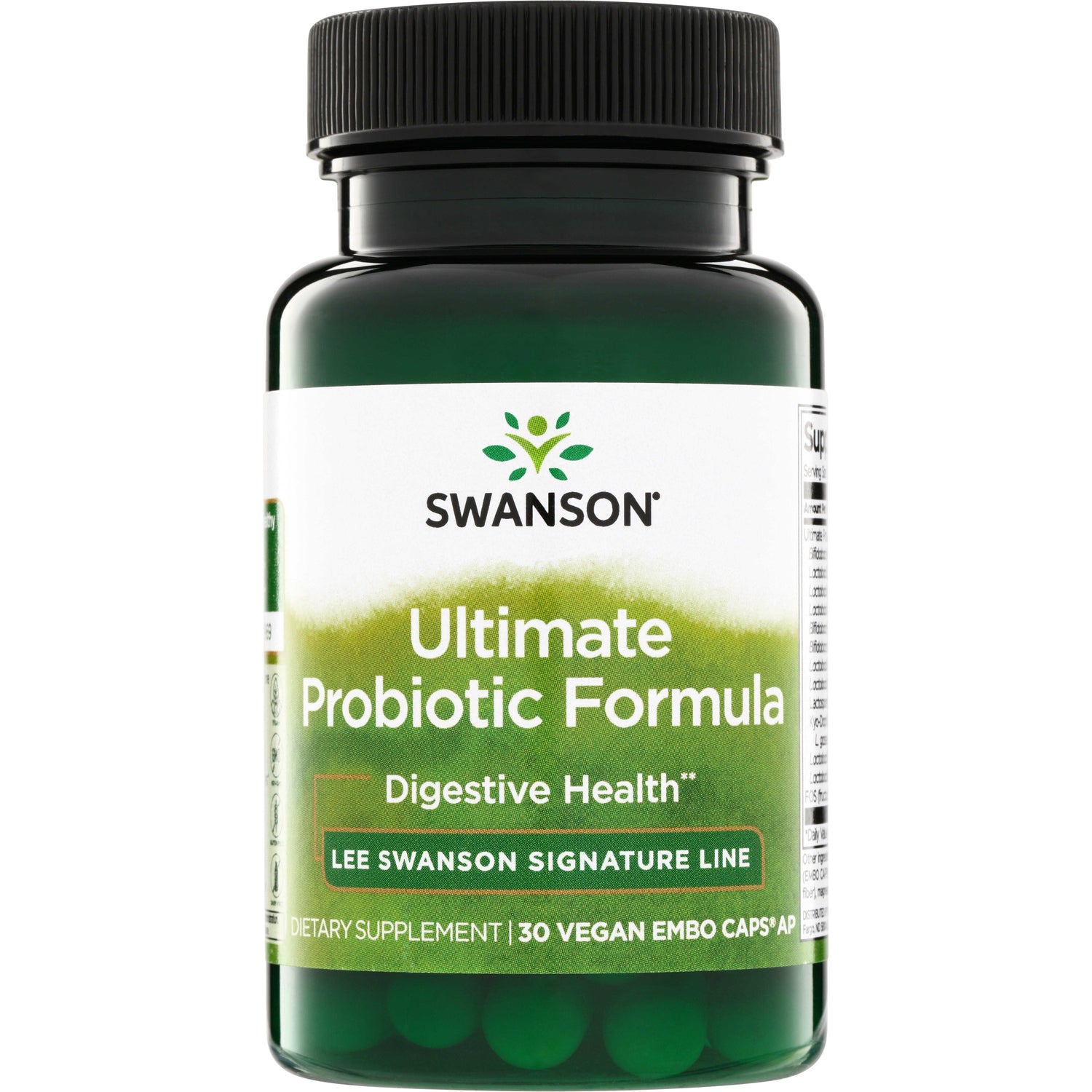 SWL024 | Swanson Ultimate Probiotic Formula bottle labeled "Digestive Health" 30 vegan capsules