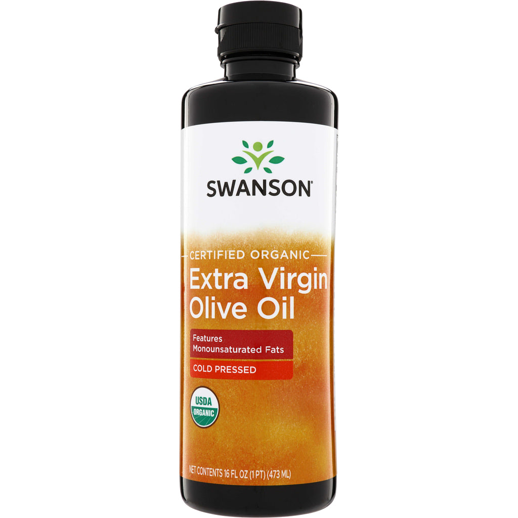 SWF006 | Swanson Certified Organic Extra Virgin Olive Oil, Cold Pressed, USDA Organic, 16 fl oz bottle - Thumbnail