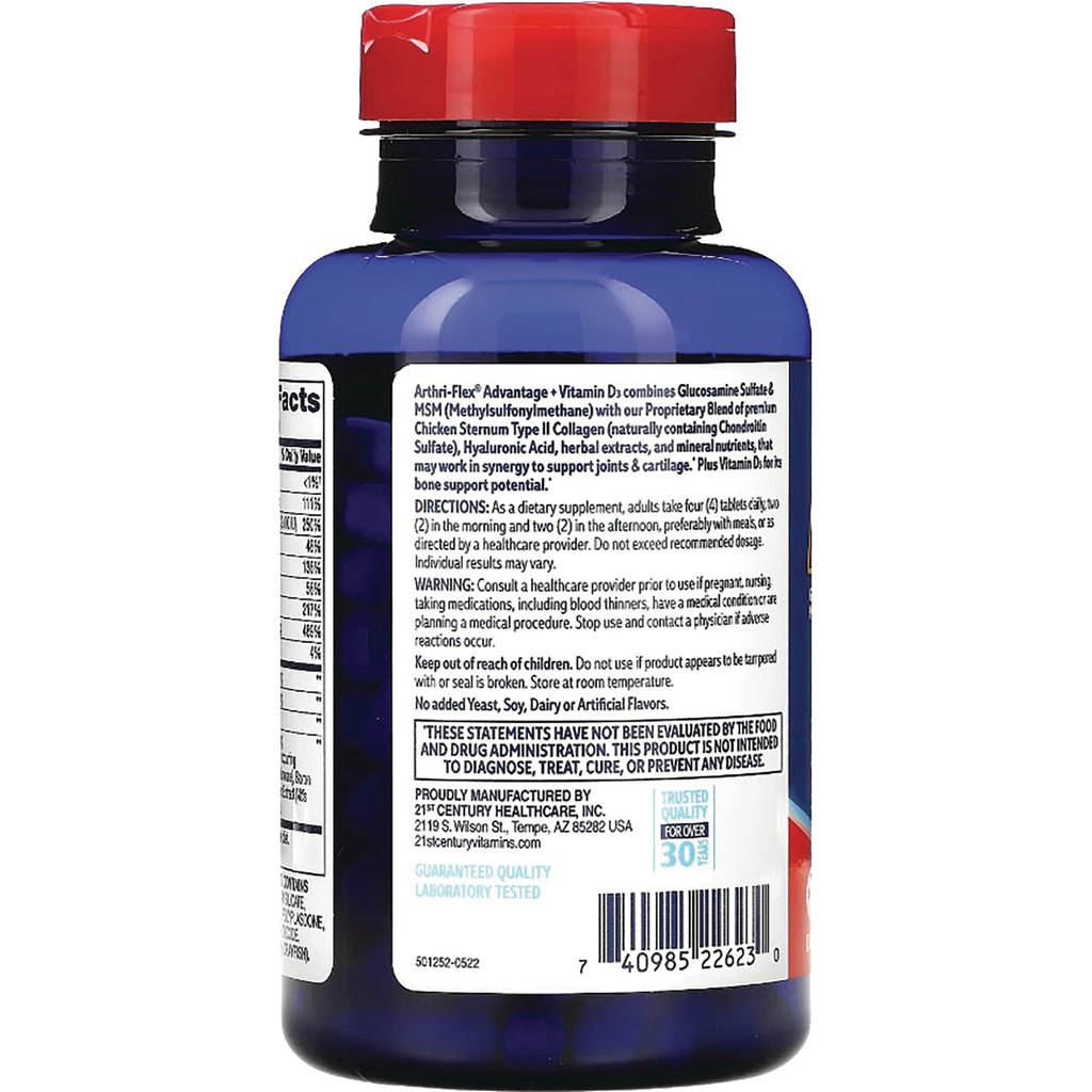 CNT011 | back label of blue supplement bottle showing directions, warnings, ingredient panel and barcode - Thumbnail