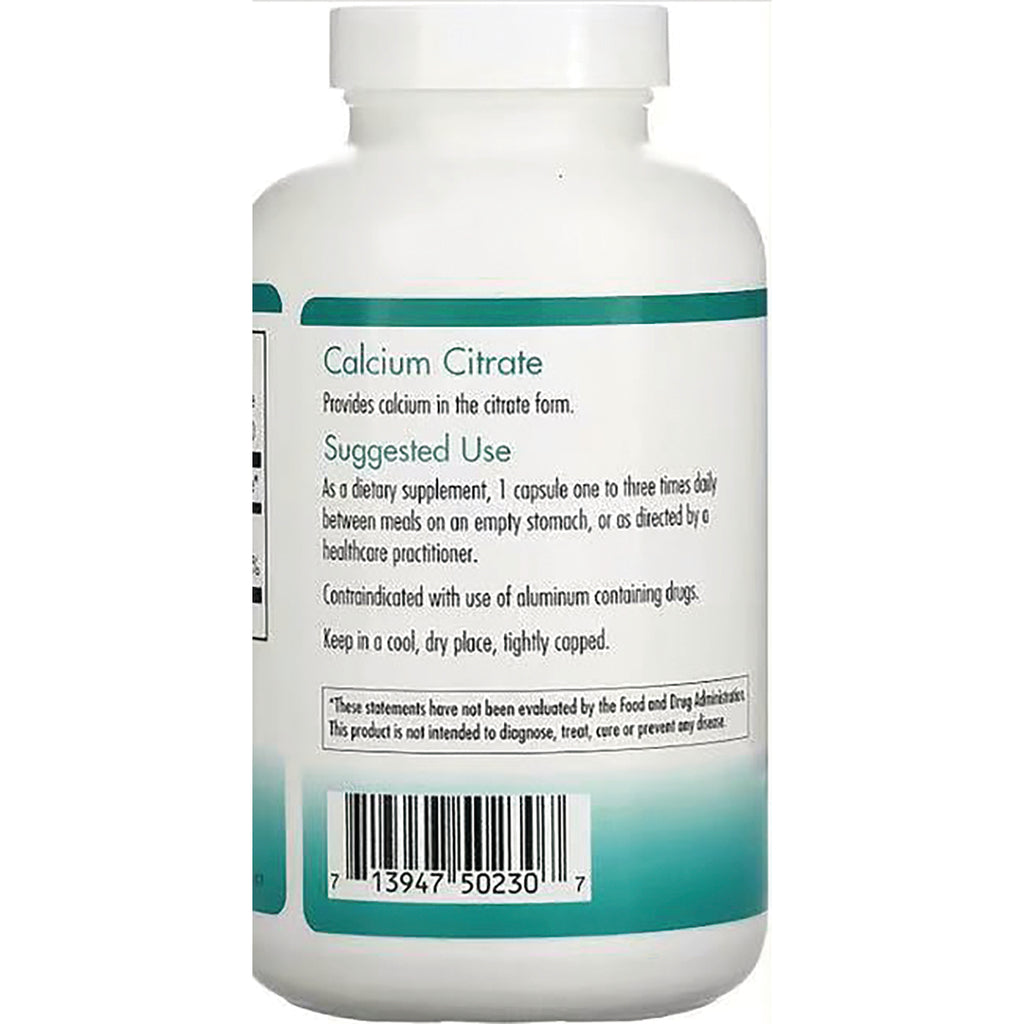 NCL017 | back label of white supplement bottle reading Calcium Citrate with suggested use instructions and barcode - Thumbnail