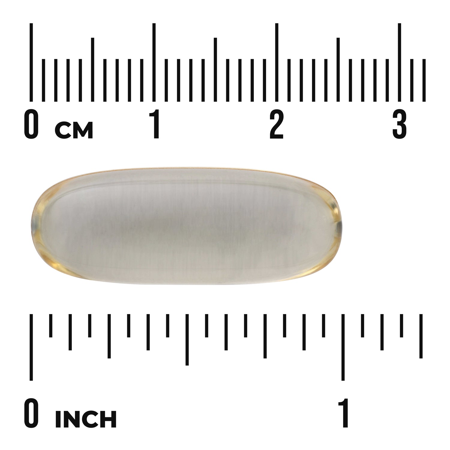 SWU995 | Softgel capsule with cm and inch rulers for size reference