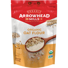AHM064 | Arrowhead Mills Organic Oat Flour resealable bag, 16 oz, USDA Organic and Non-GMO Project Verified