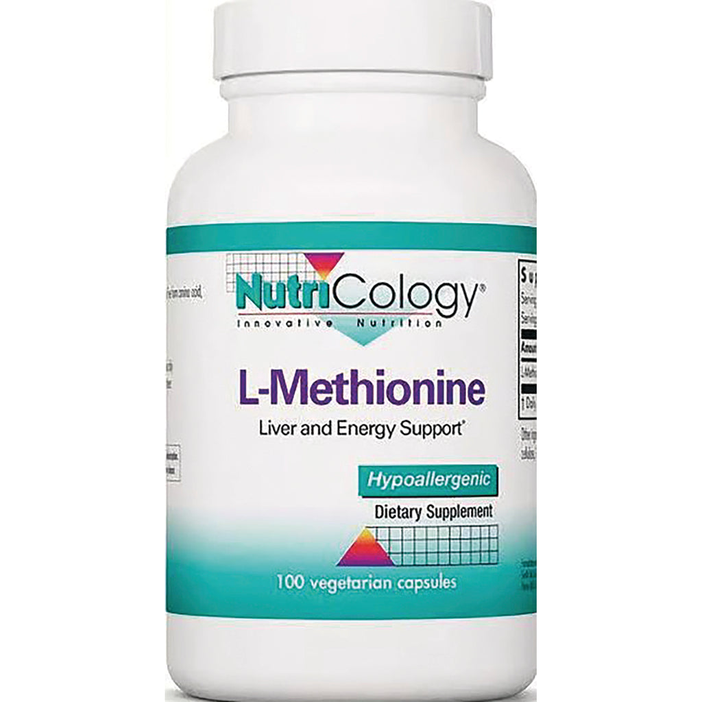 NCL107 | Nutricology L-Methionine dietary supplement bottle, hypoallergenic, 100 vegetarian capsules - Thumbnail