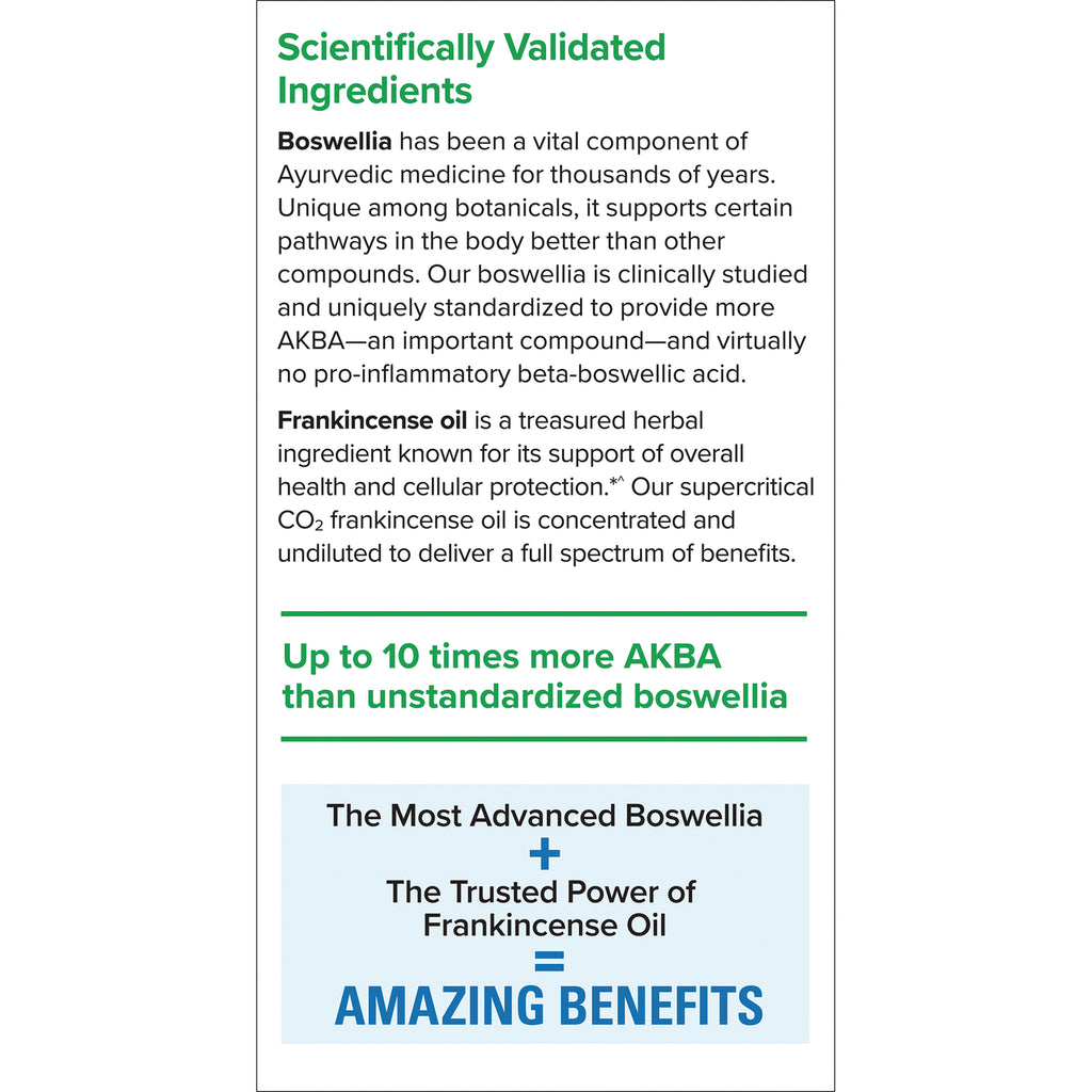 EUR039 | back panel showing scientifically validated ingredients, AKBA claim and infographic stating AMAZING BENEFITS - Thumbnail