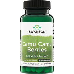SWH167 | Swanson Camu Camu Berries supplement bottle, 500 mg per capsule, Antioxidant Support, 60 capsules