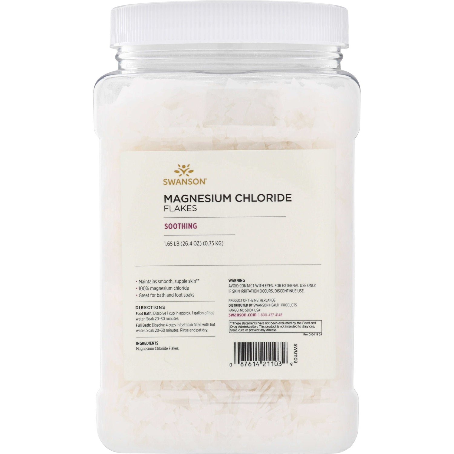SWU1103 | Swanson Magnesium Chloride Flakes Soothing, 1.65 lb jar