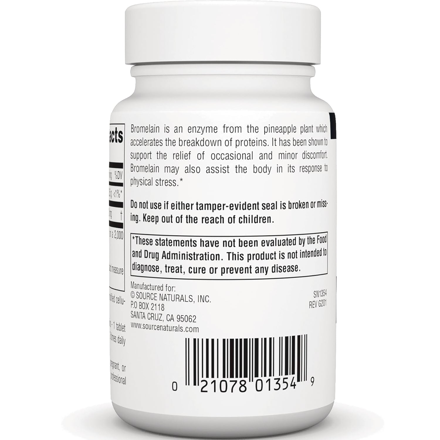 SN231 | Back label with warnings, FDA disclaimer, manufacturer info, and barcode