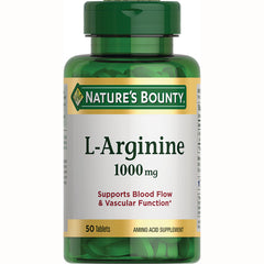 NBY064 | Nature's Bounty L-Arginine 1000 mg supplement bottle, 50 tablets